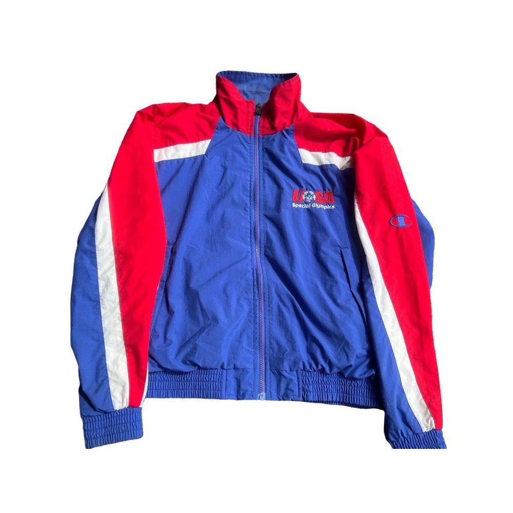 Womens Champion Size Small USA Vintage Style Special Olympics Windbreaker Jacket